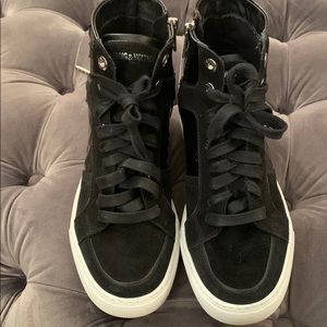 Zadig black leather hidden wedge kicks sz 38